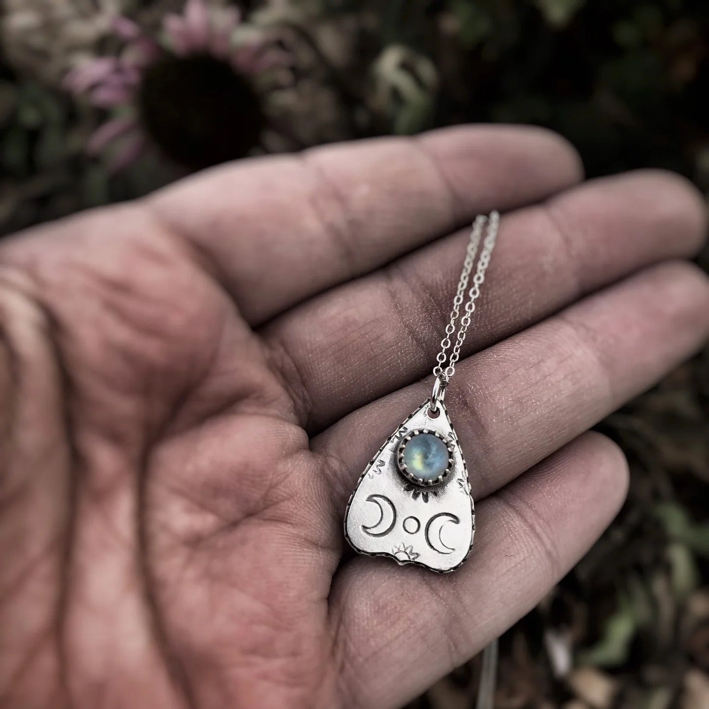 Sterling Planchette Pendant with Gemstone