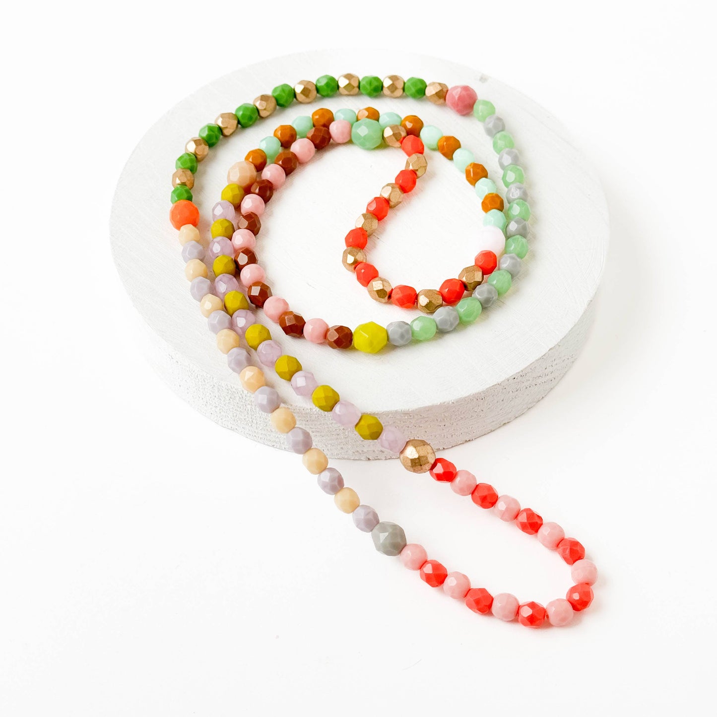 Long Pastel Glass Bead Necklace