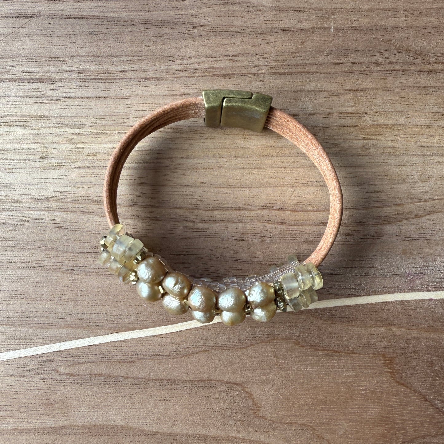 Vintage Gold Pearl & Citrine Bracelet