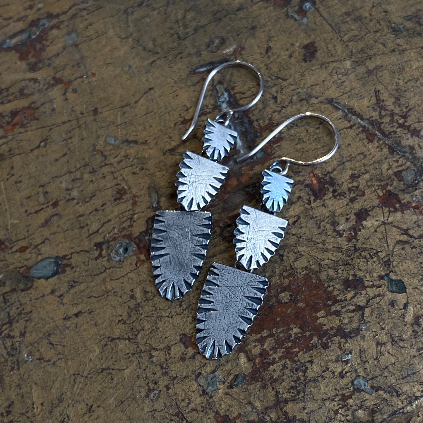 Triple Half Oval Ridge Earrings