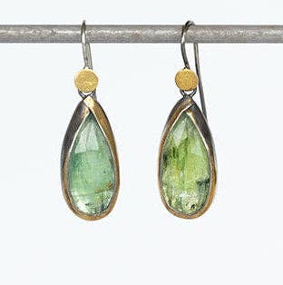 Teardrop Fold Earrings: Green kyanite