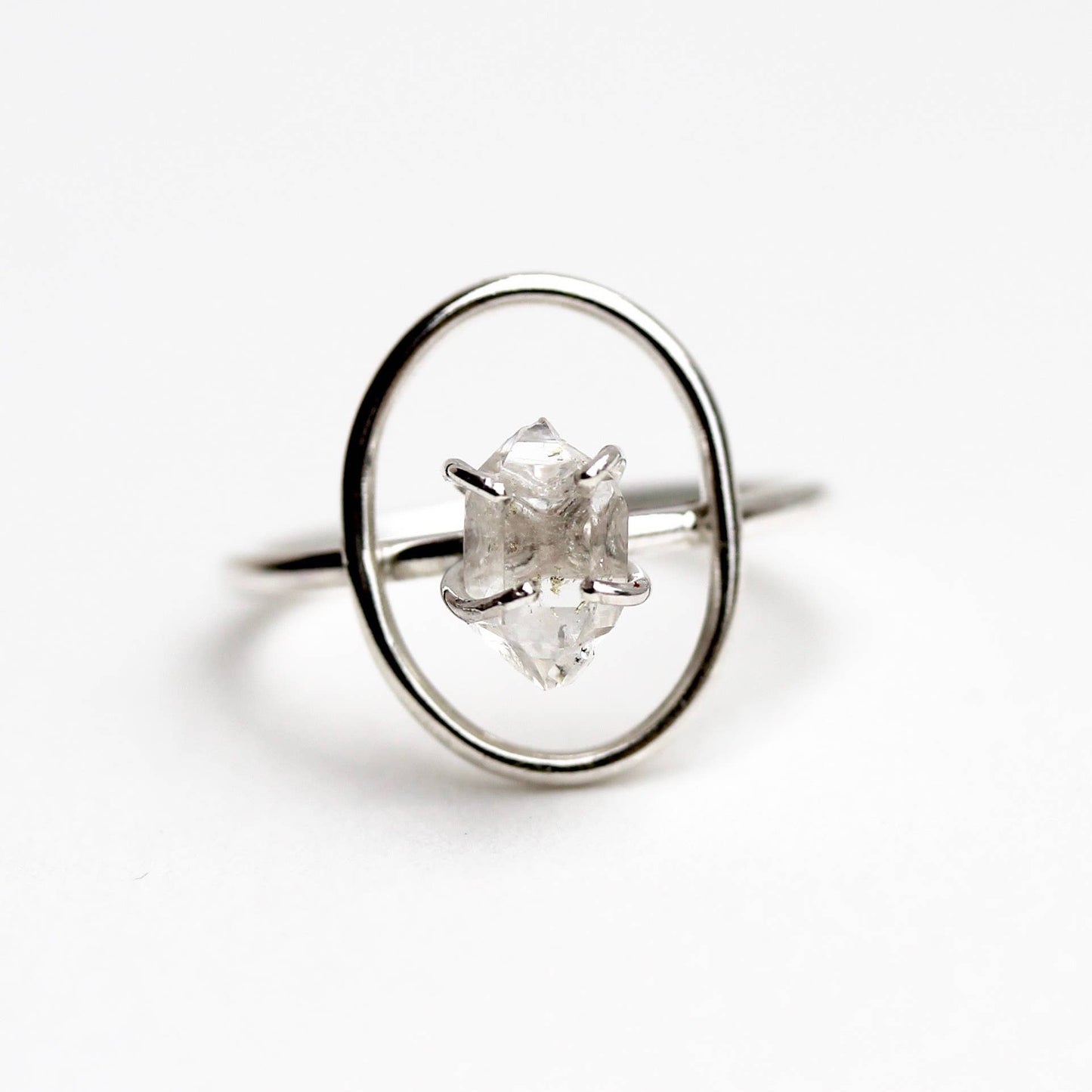 Herkimer Diamond Halo Ring