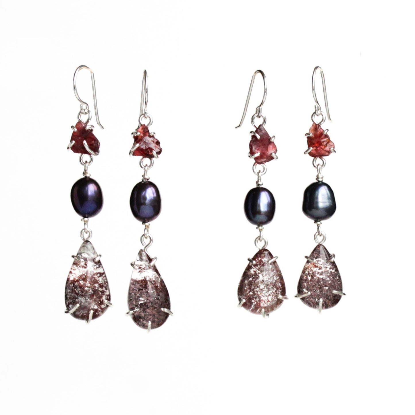 Garnet and Lodalite Tier Earrings