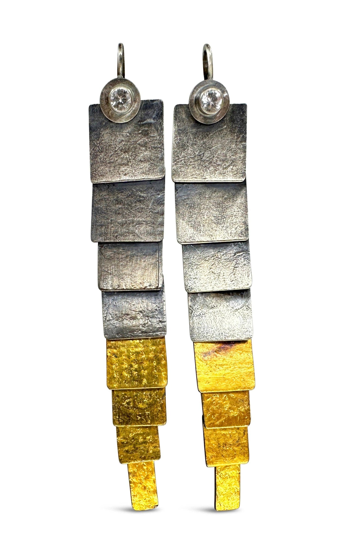 Slim Pivot Earring: White topaz