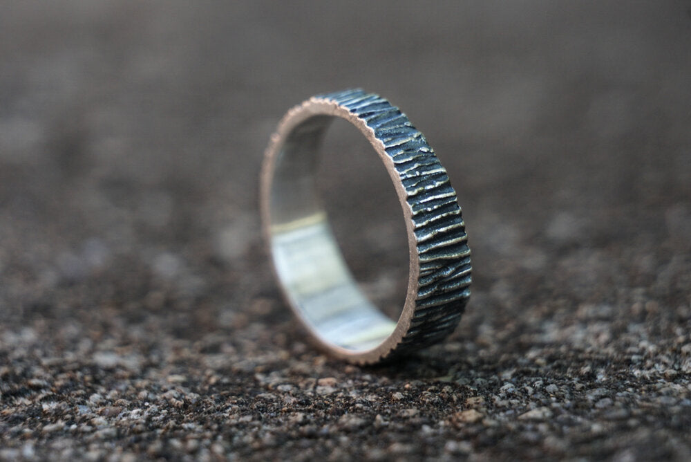 Tapered Bark Band Ring