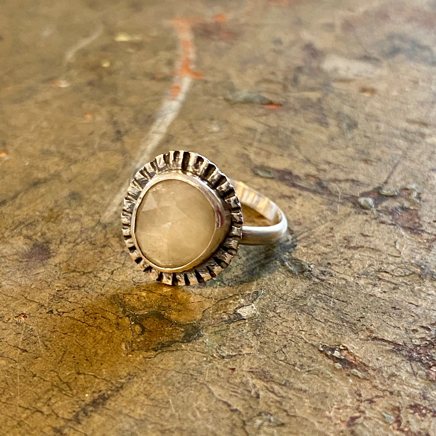 Mystic Moonstone Ridge Ring