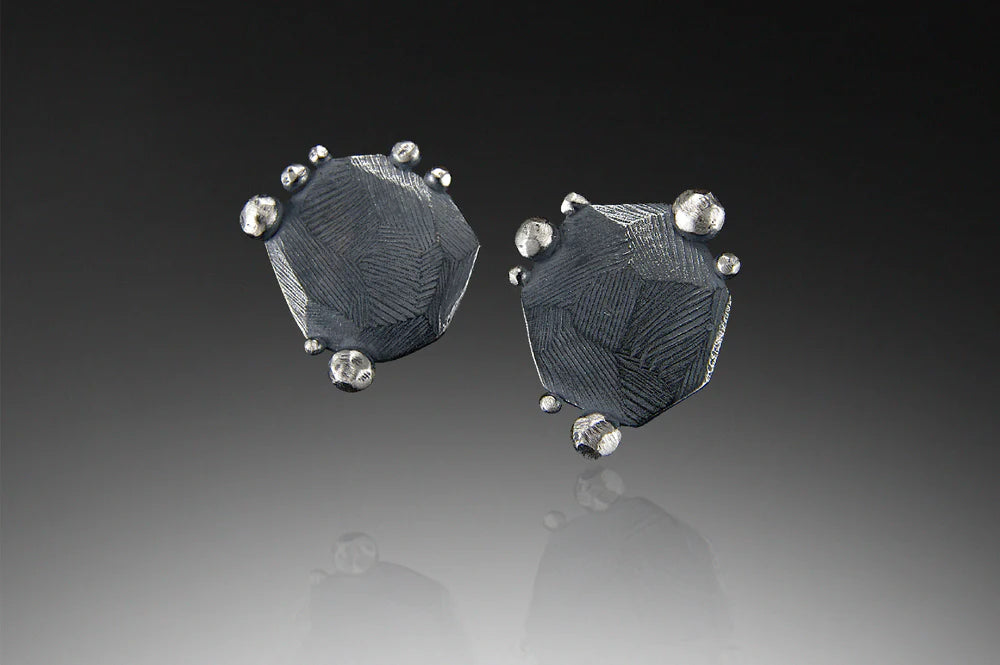 Oxidized Large Disco Stud Earring