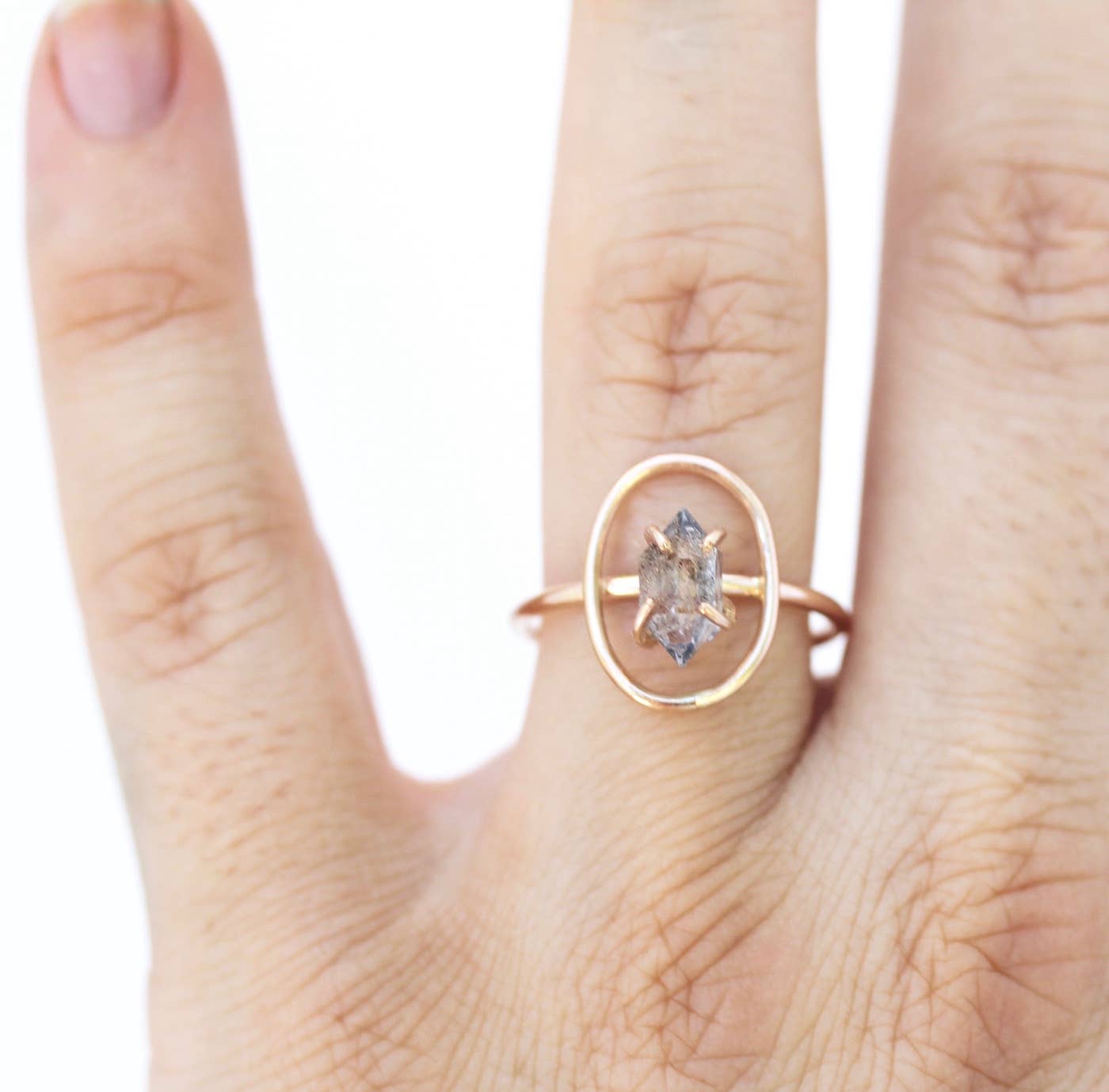 Herkimer Diamond Halo Ring