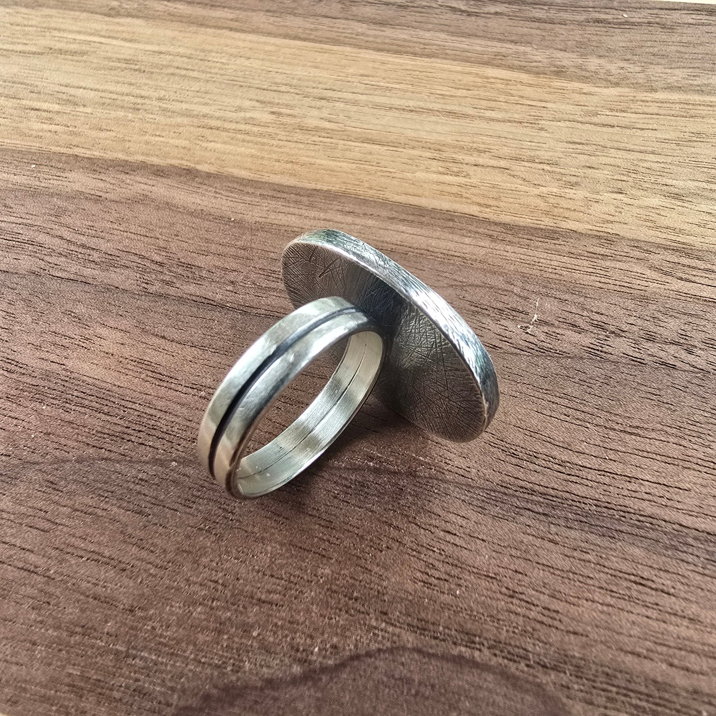 Double Band Red Dendritic Agate Ring