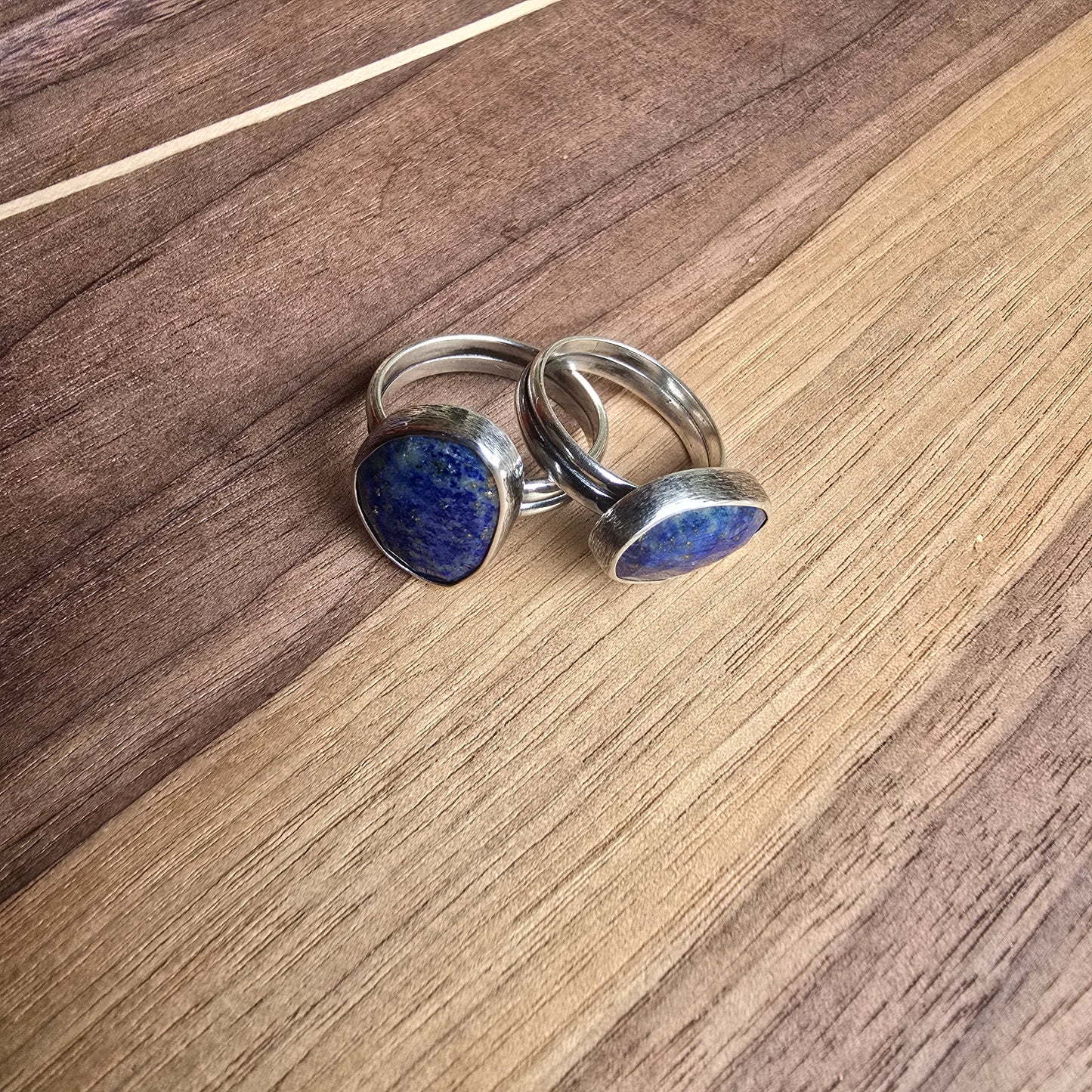 Double Band Chunky Lapis Ring
