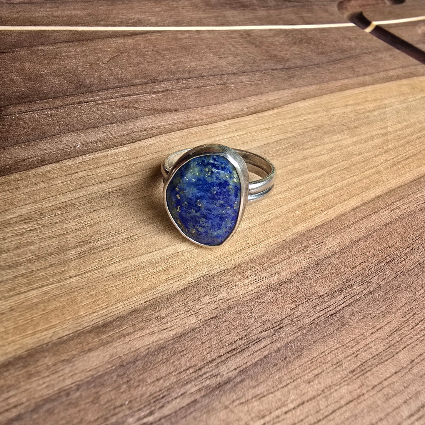 Double Band Chunky Lapis Ring