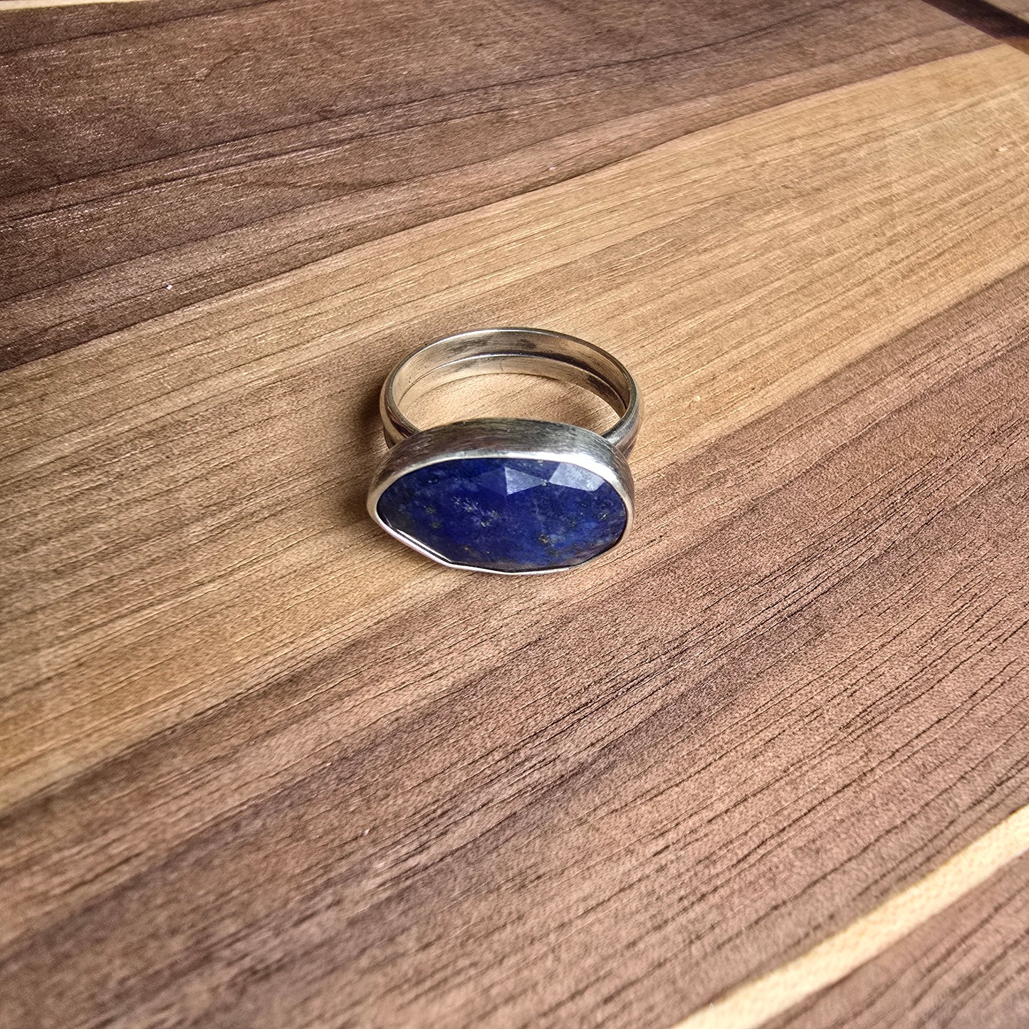 Double Band Chunky Lapis Ring