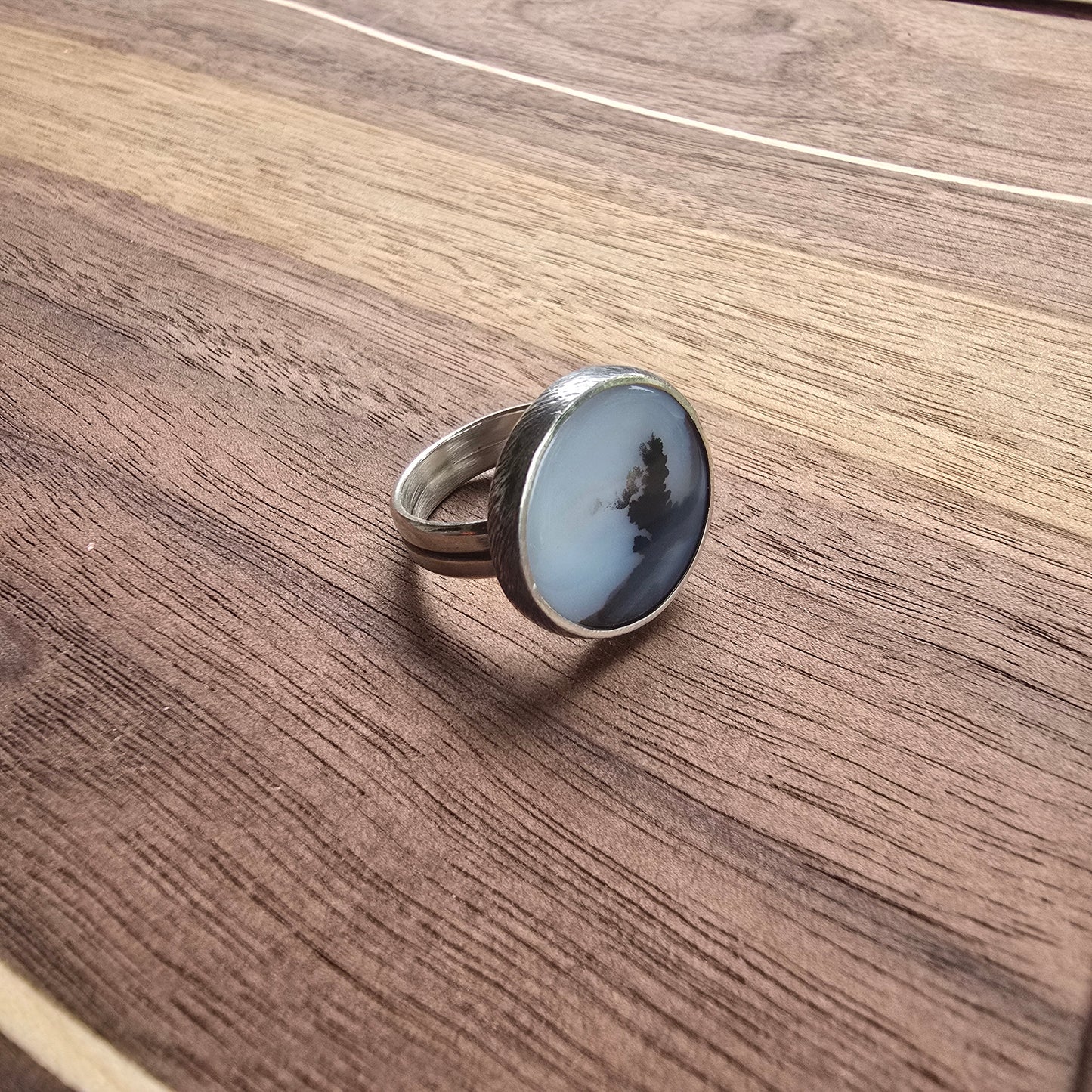 Double Band Dendritic Circle Agate Ring