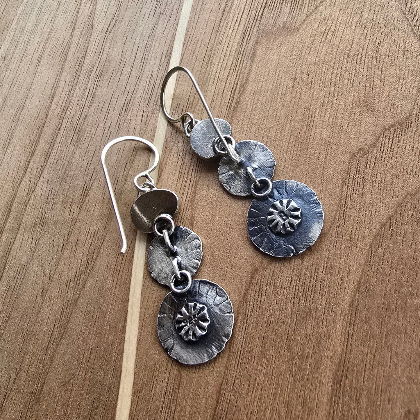 Double Circle Tourmaline Ridge Dangle Earrings