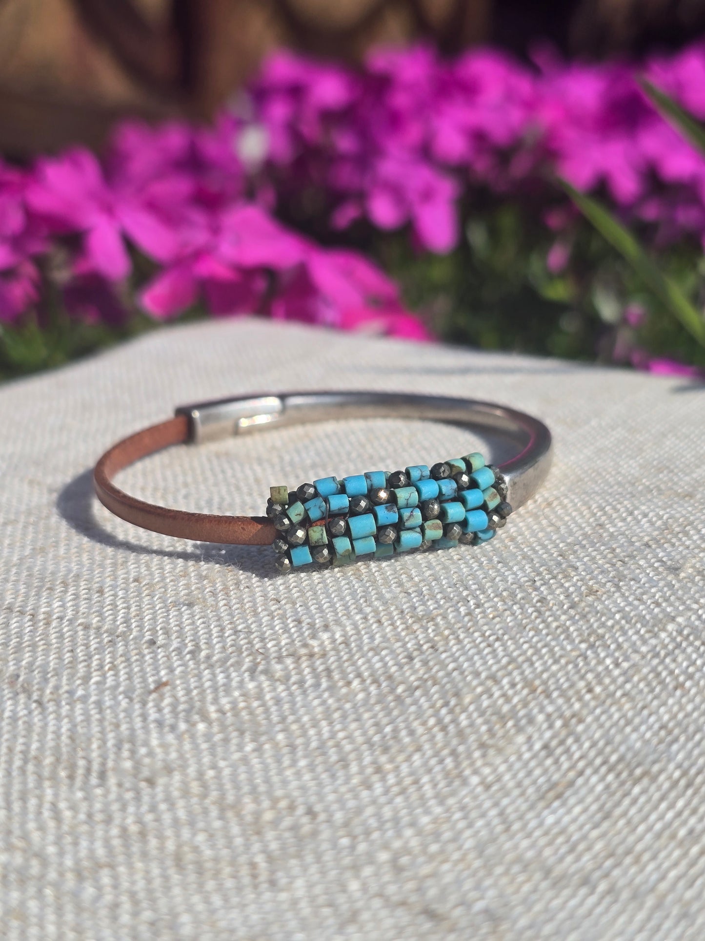 Hand Stitched Tiny Pyrite Bracelet