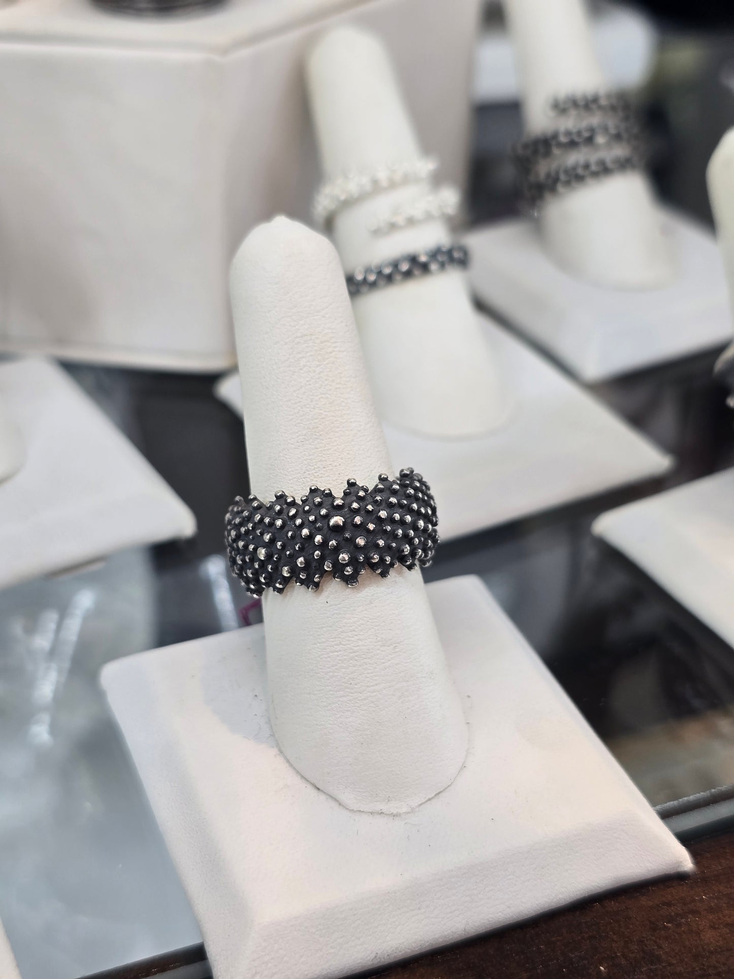 Jagged Oxidized Thick Ring Band