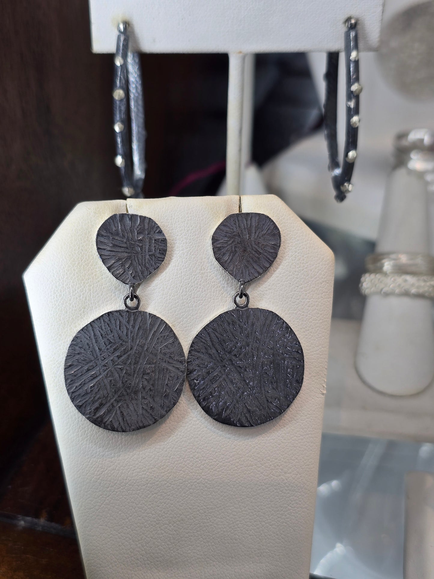 Oxidized Double Plate Earrings