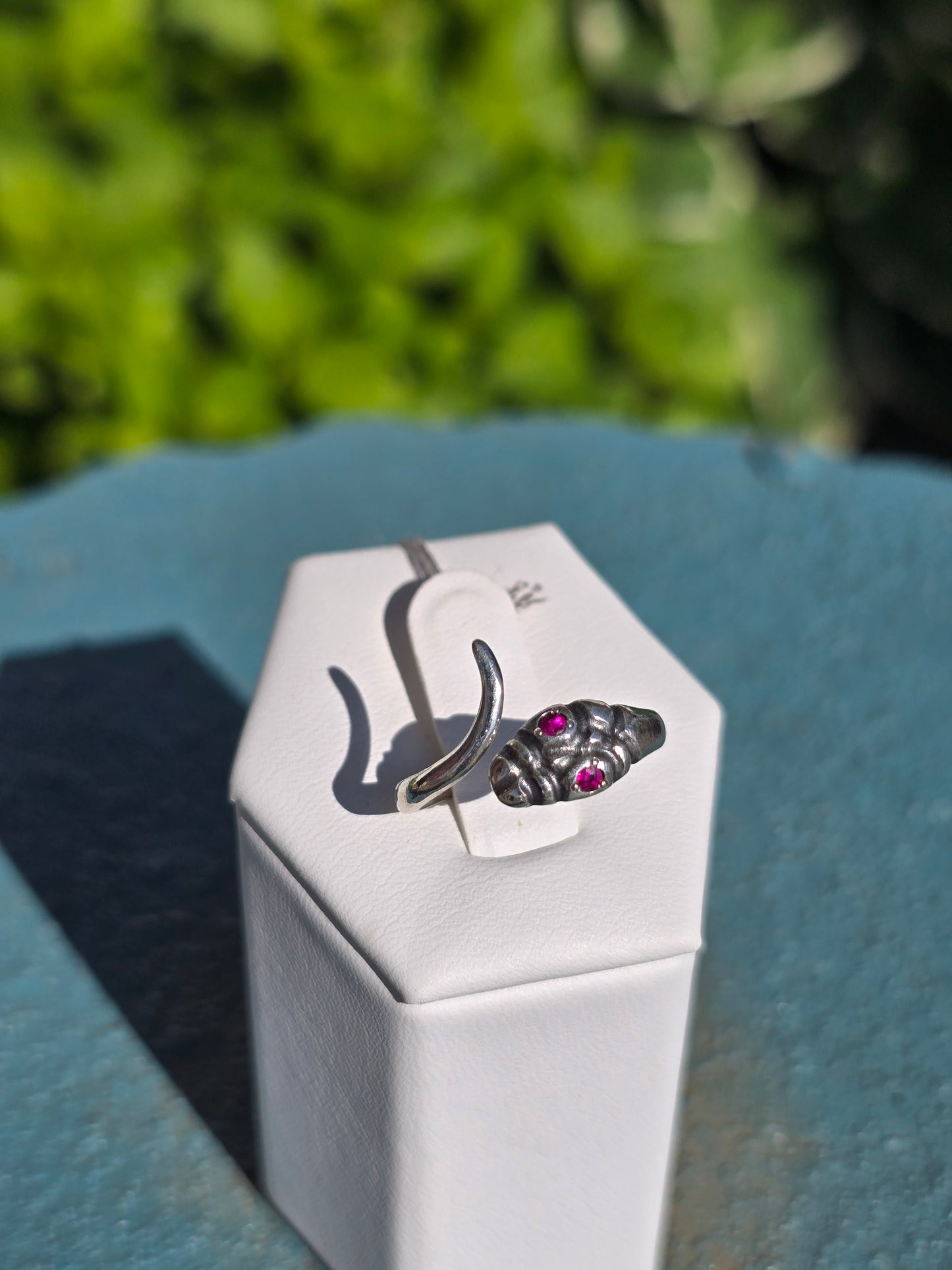 Sterling Silver Snake Ring w/ Ruby