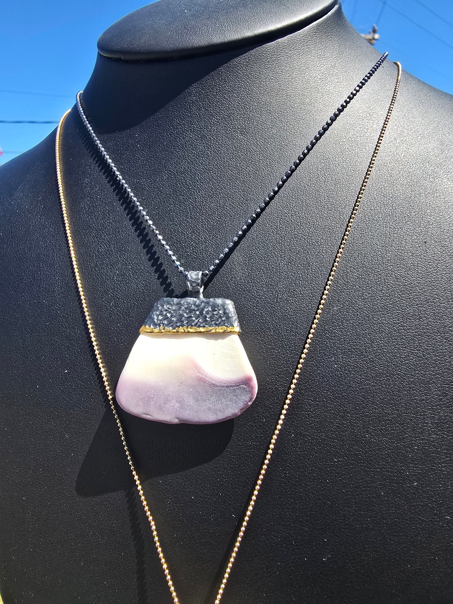 Silver Wampum Pendant Necklace