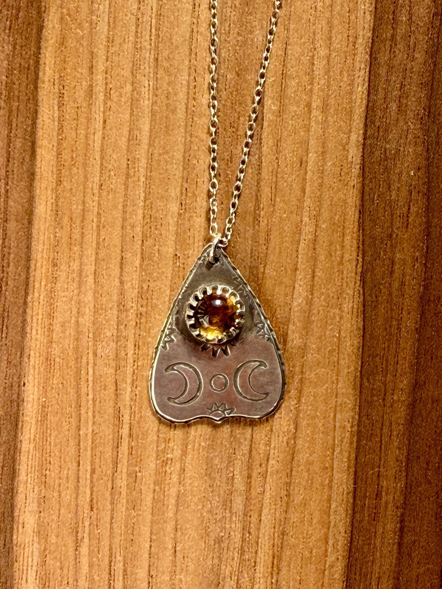 Sterling Planchette Pendant with Gemstone