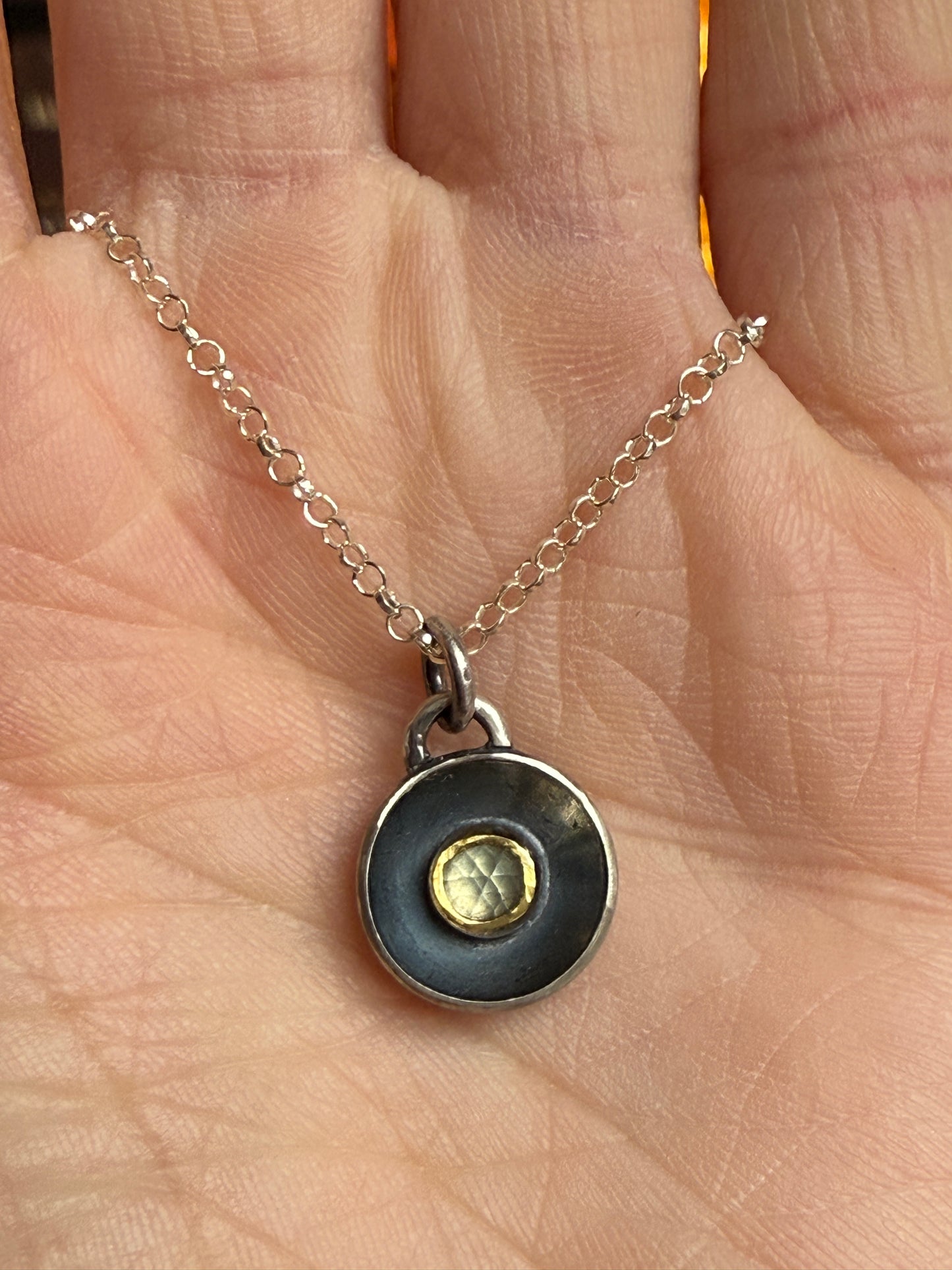 Prehnite Dome Pendant Necklace
