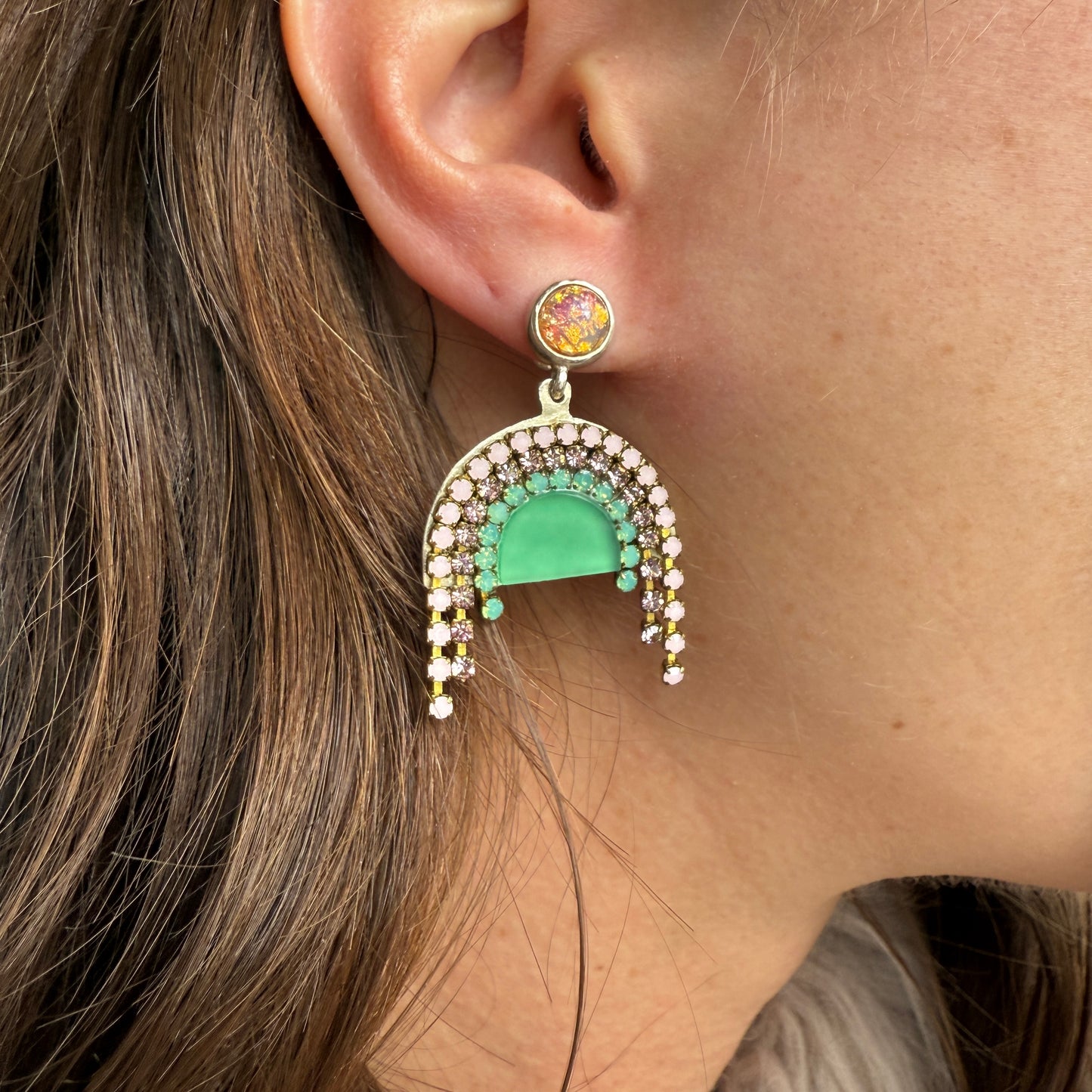 GREEN Rainbow Earrings