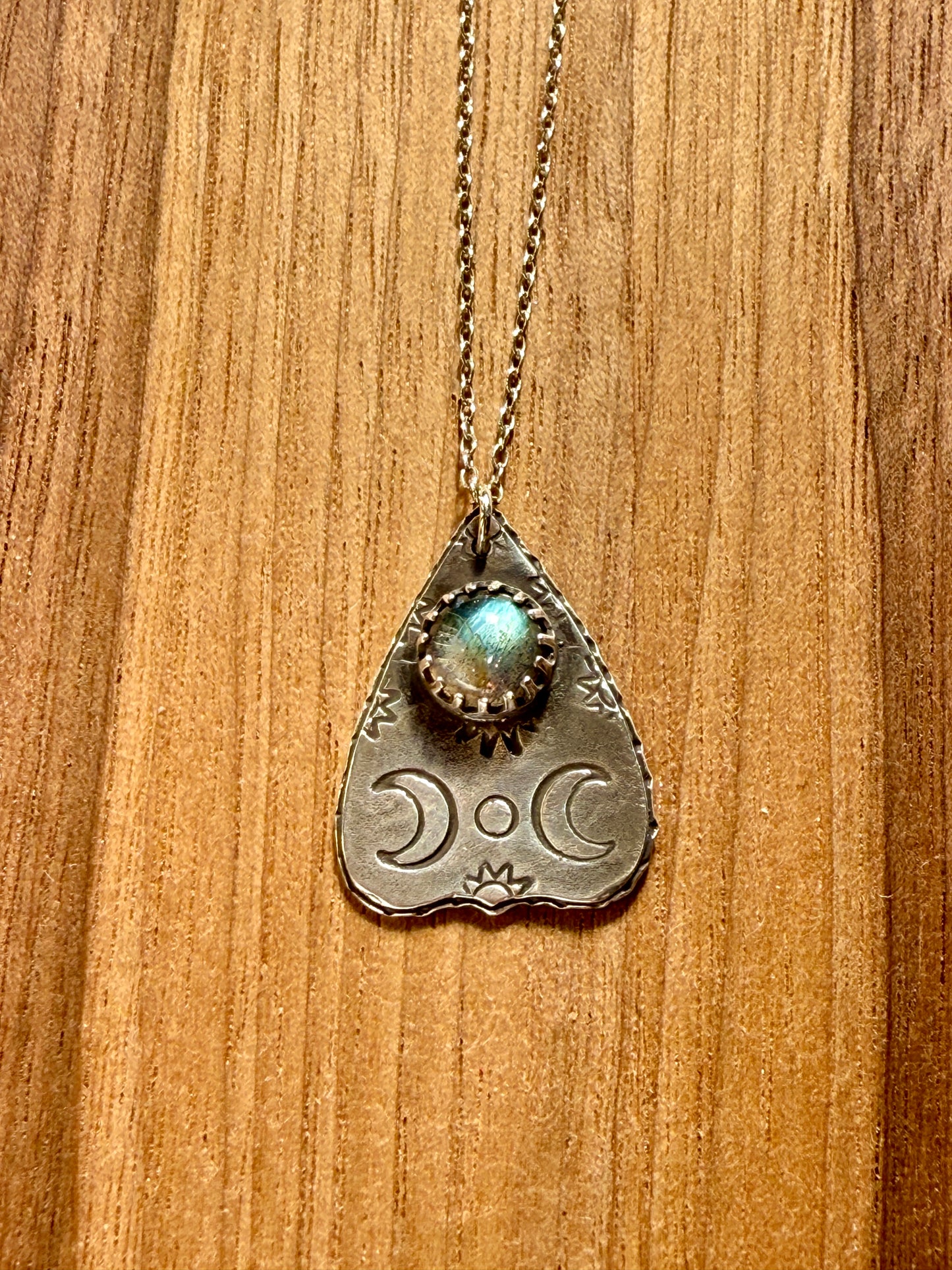 Sterling Planchette Pendant with Gemstone