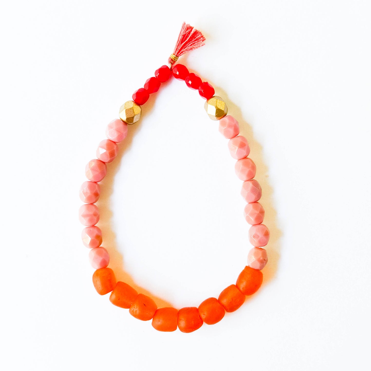 Multicolor Recycled African and Czech Glass Bead Bracelet