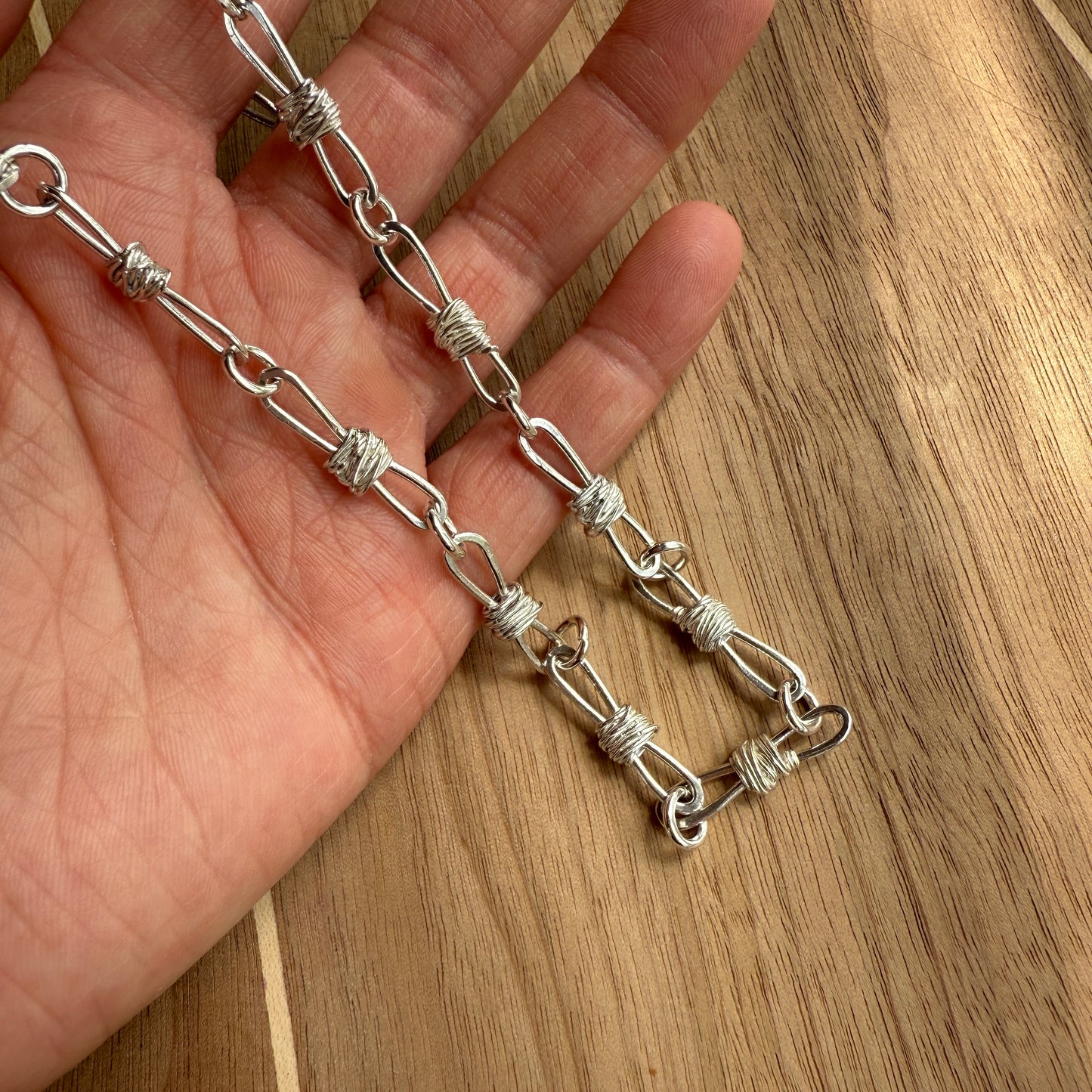 Large Link Barbed Wire Chain Necklace