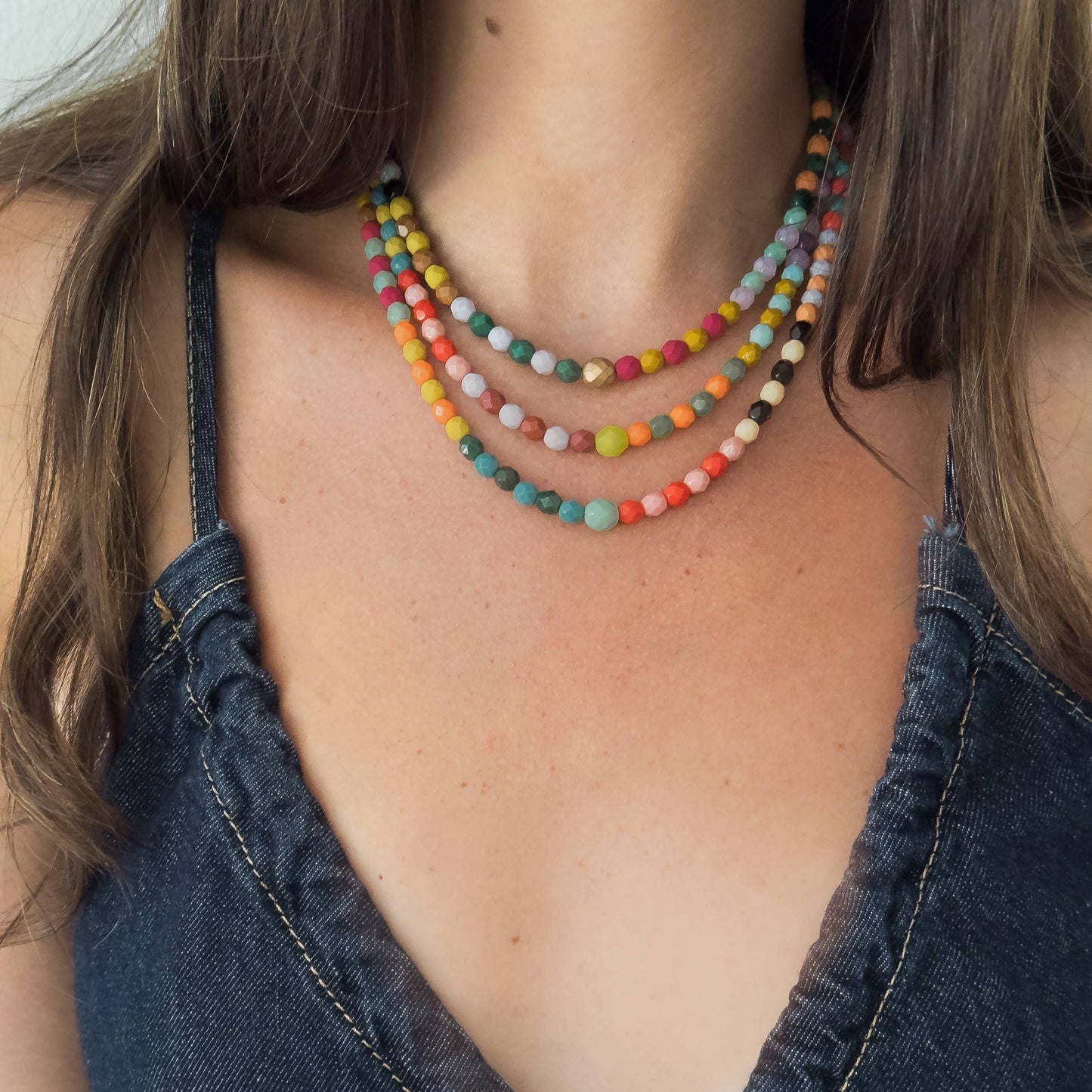 Adjustable Colorful Beaded Necklace With Tiny Tassel