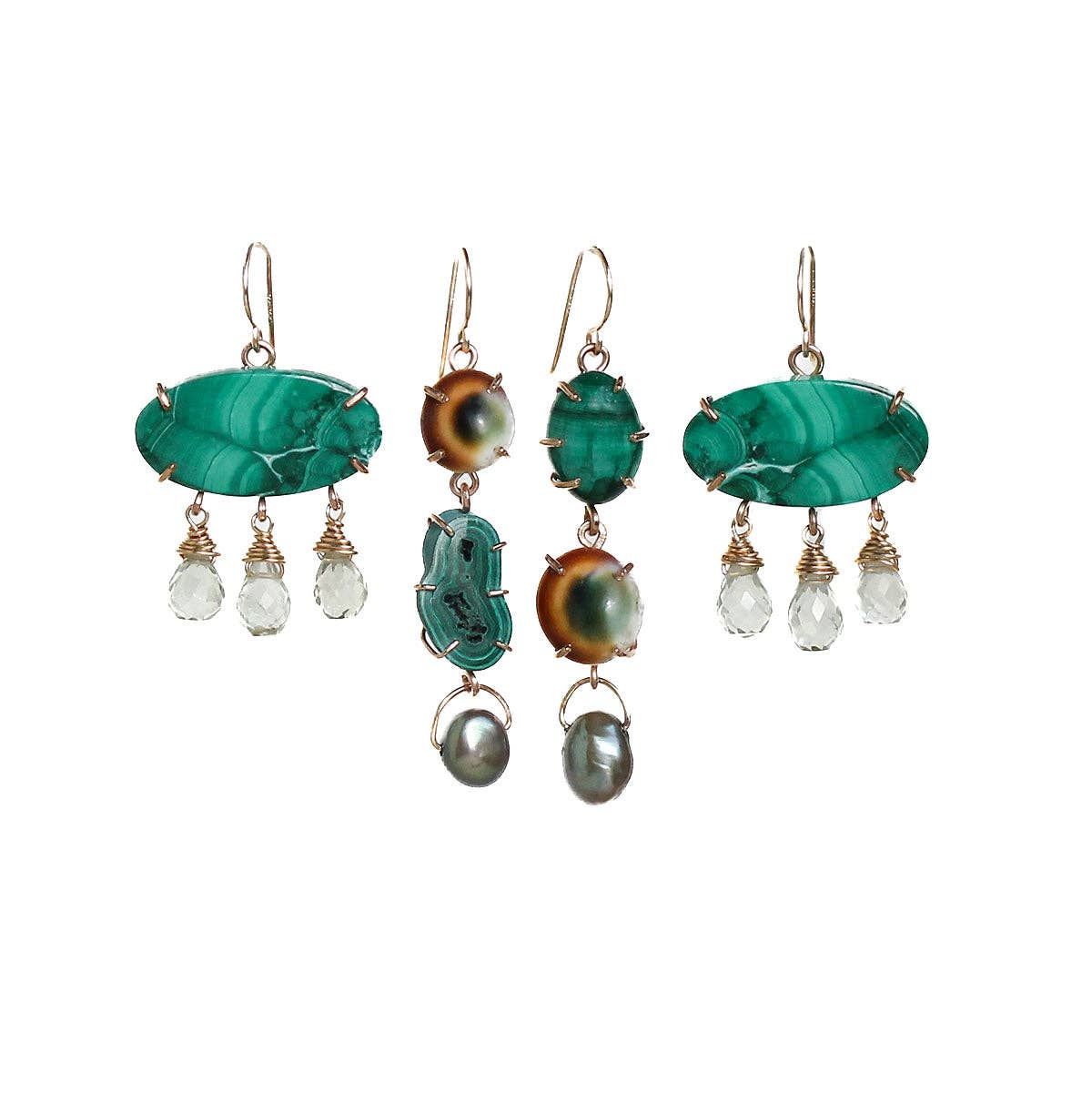 Eye of Shiva and Malachite Tier Earrings