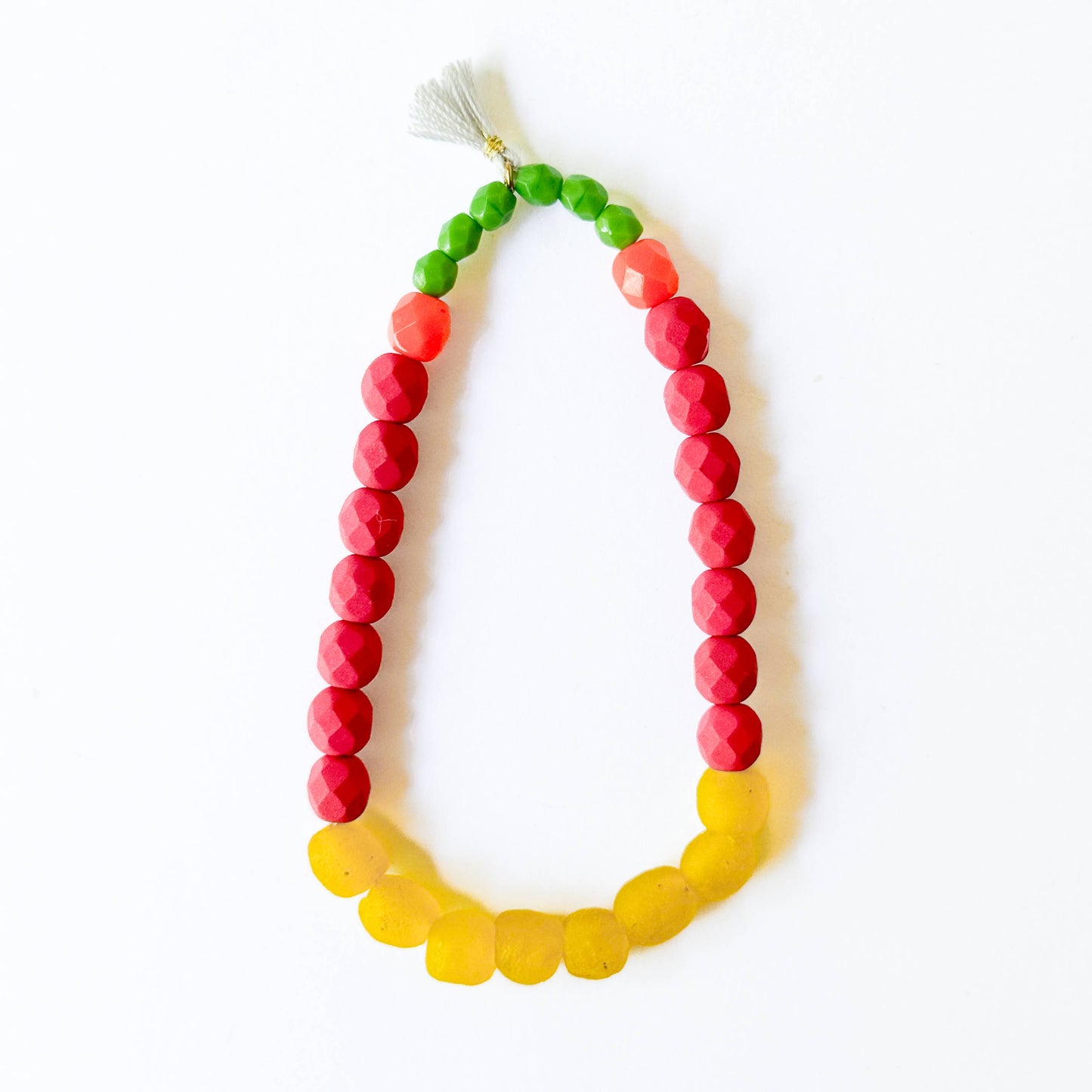 Multicolor Recycled African and Czech Glass Bead Bracelet
