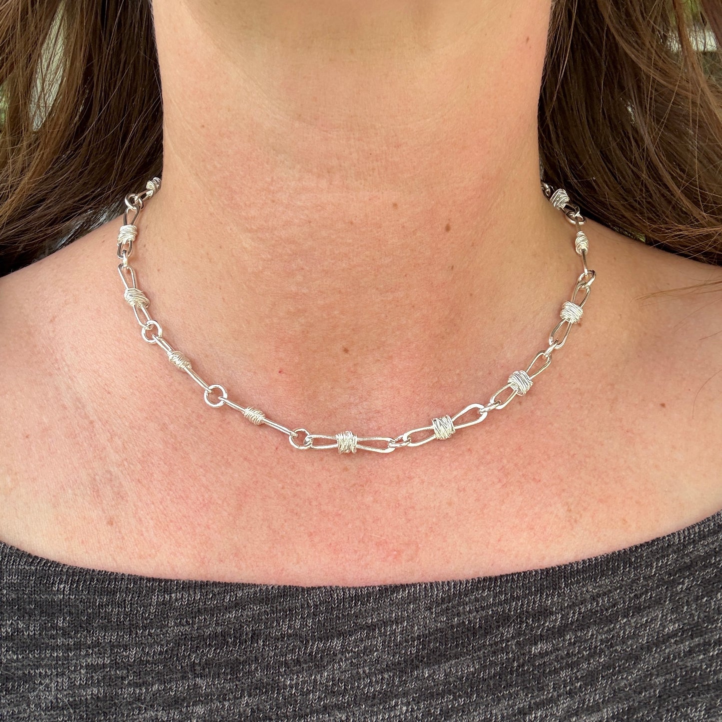 Large Link Barbed Wire Chain Necklace