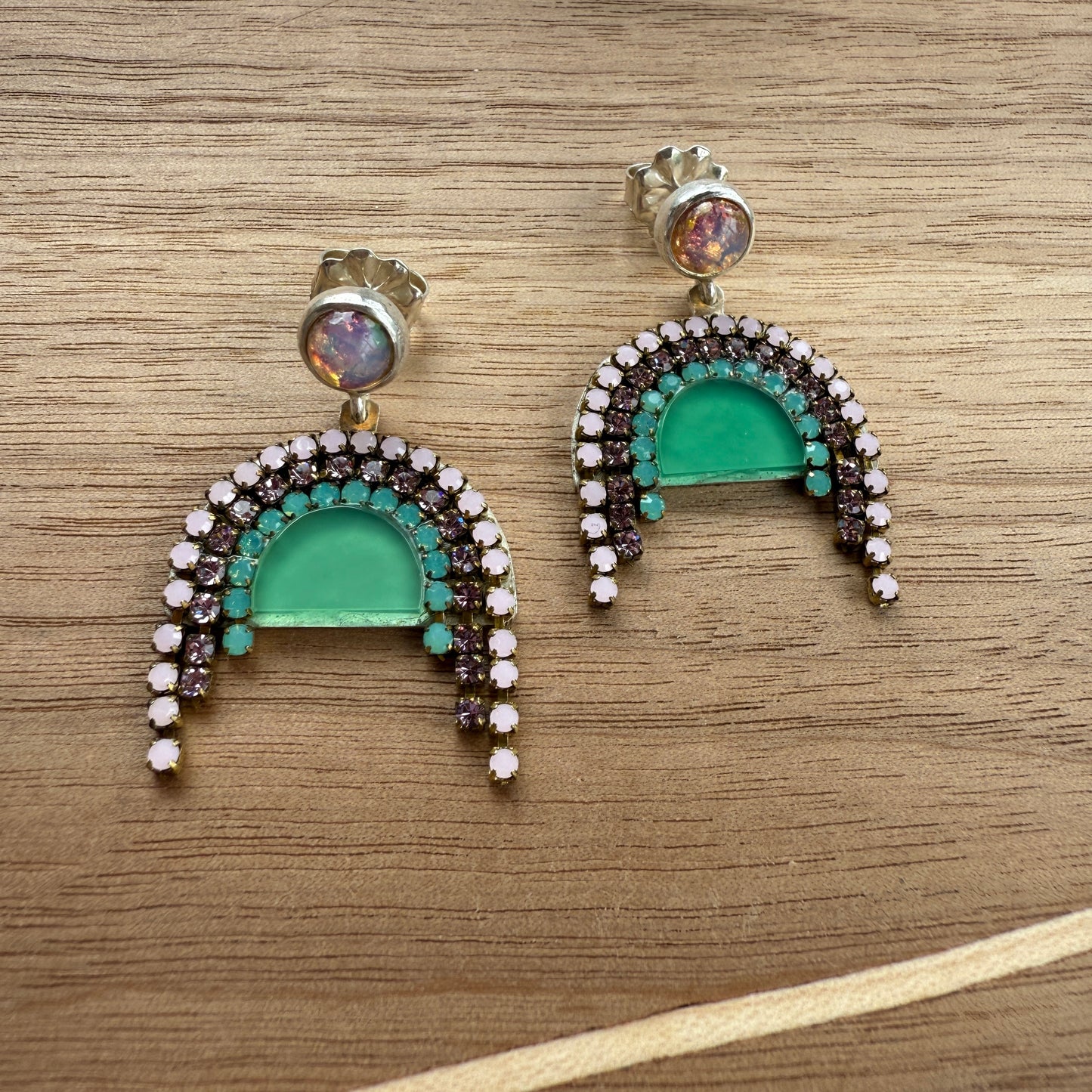 GREEN Rainbow Earrings