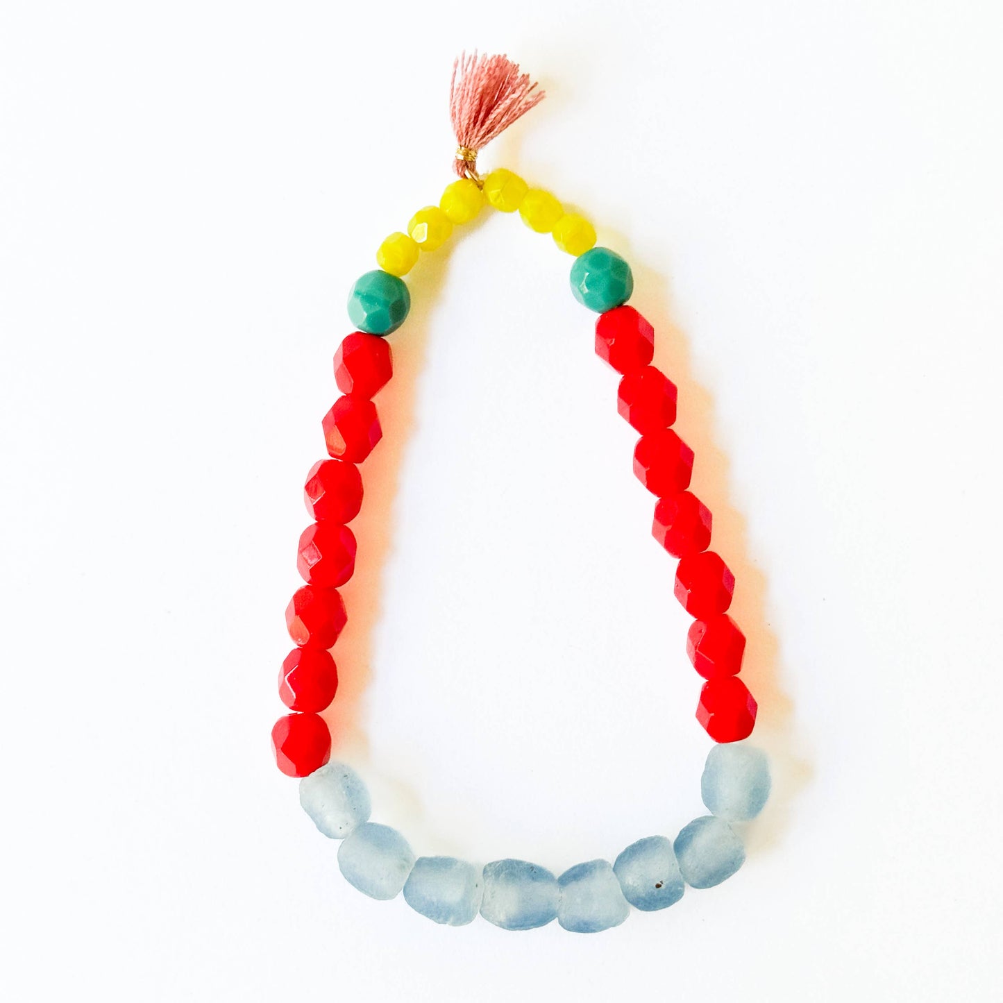 Multicolor Recycled African and Czech Glass Bead Bracelet