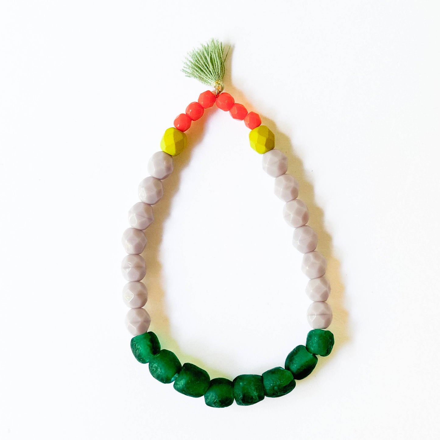 Multicolor Recycled African and Czech Glass Bead Bracelet