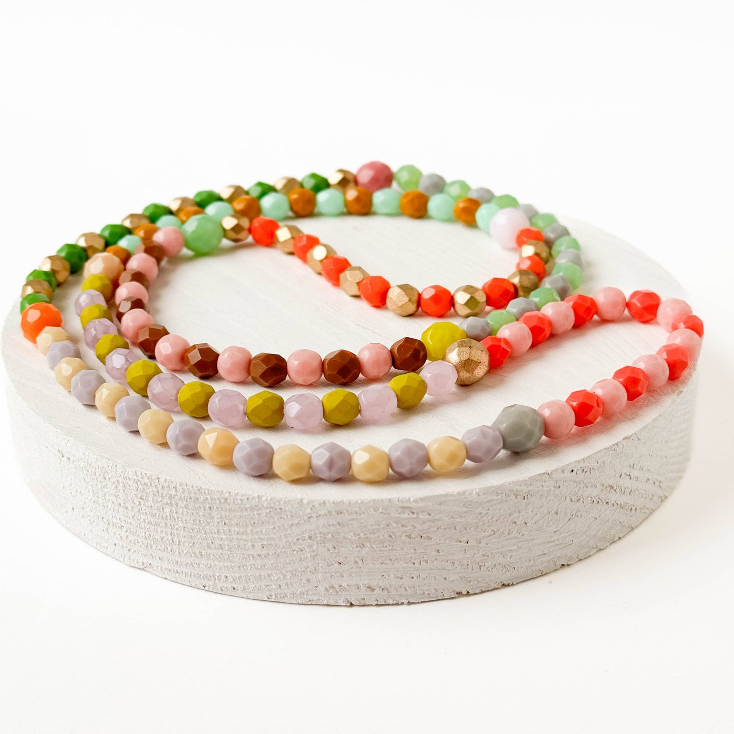 Long Pastel Glass Bead Necklace