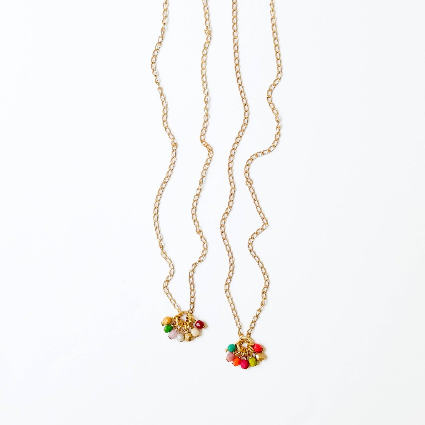 Dainty Necklace With Beaded Cluster Pendant
