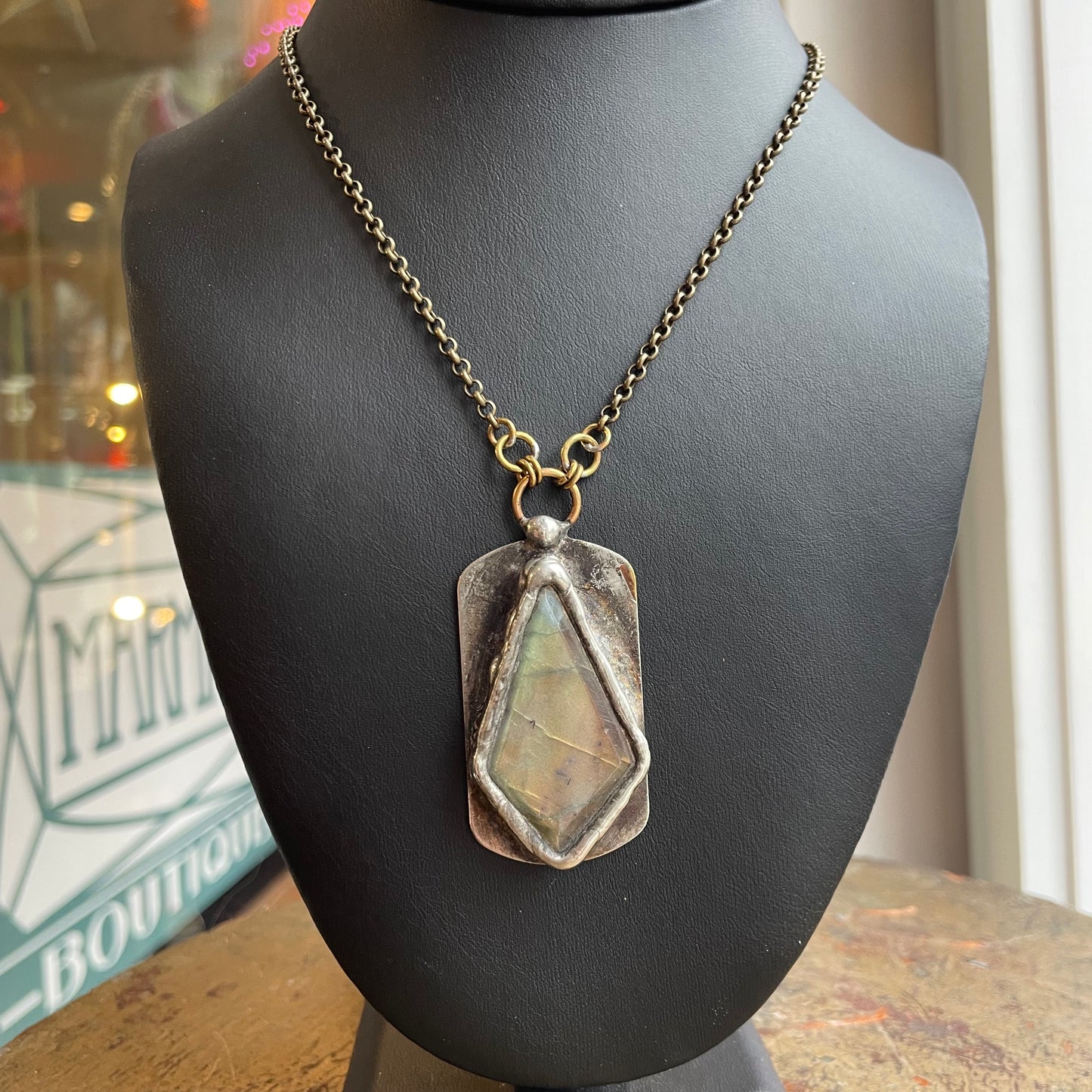 Labradorite Dog Tag Necklace