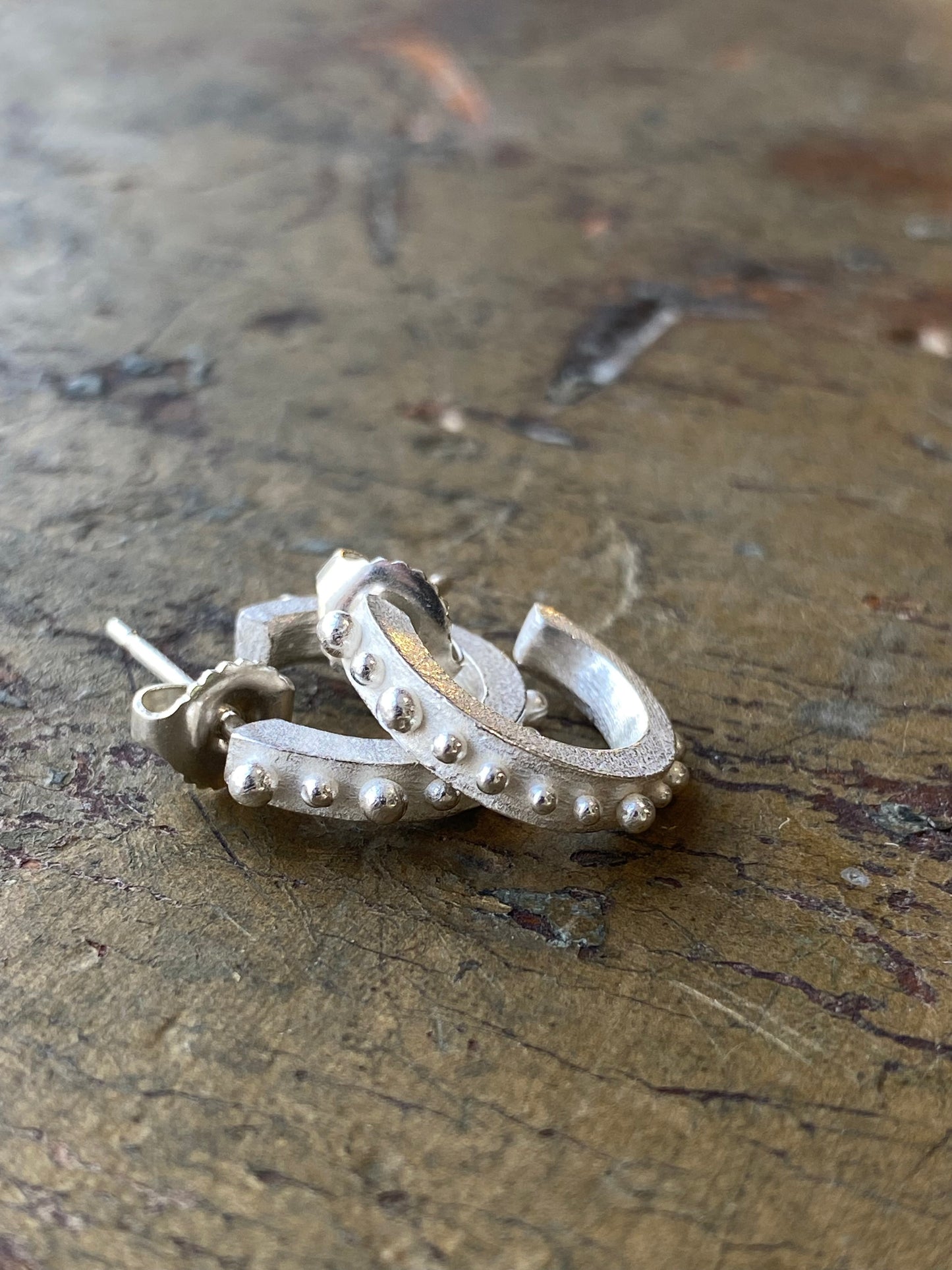 Small Bright Sterling Bumpy Hoops