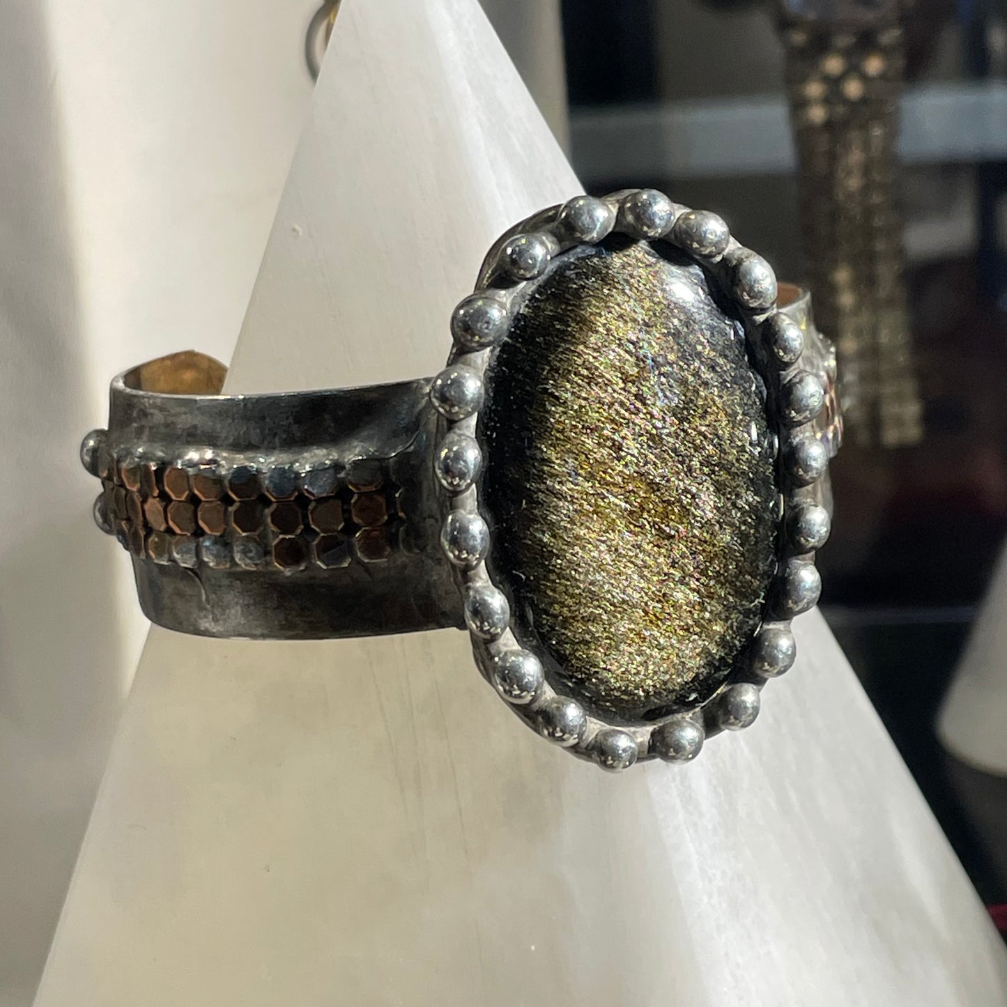 Golden Obsidian Statement Cuff