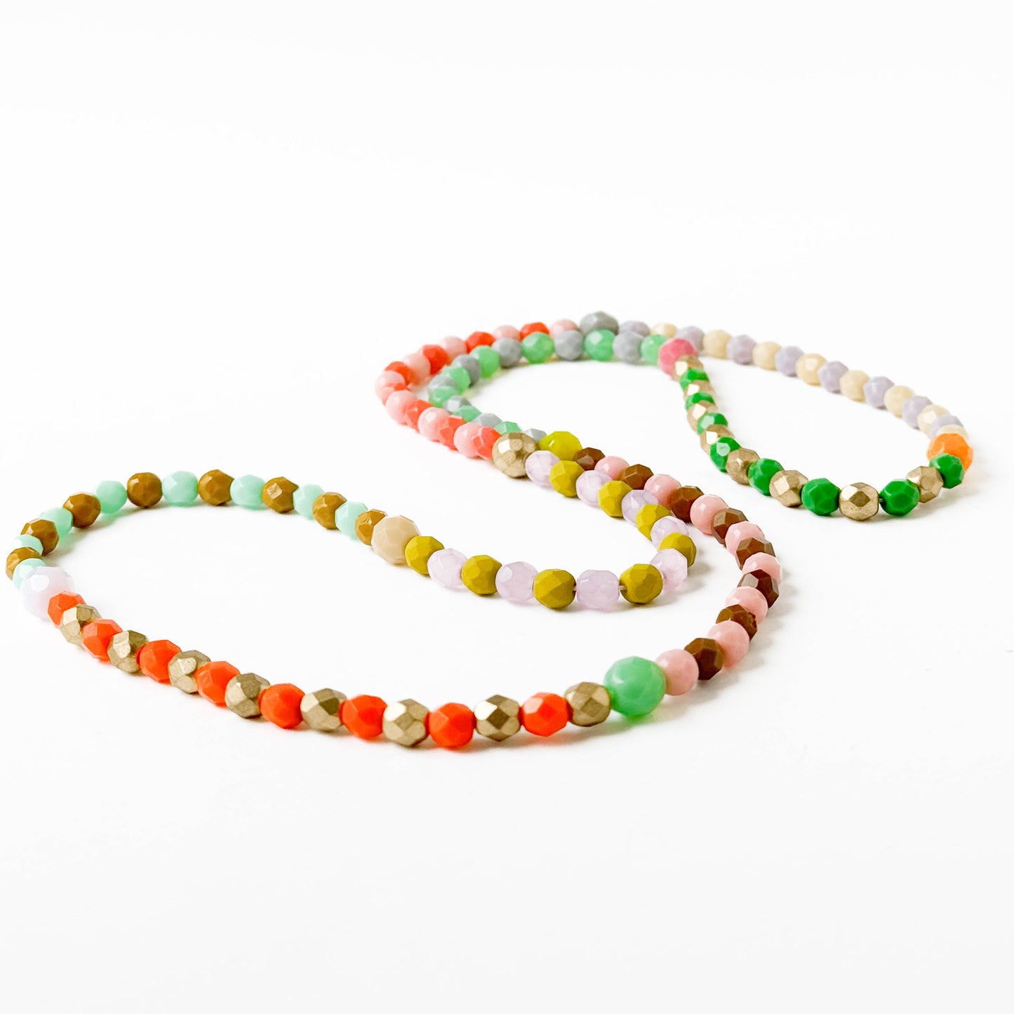 Long Pastel Glass Bead Necklace