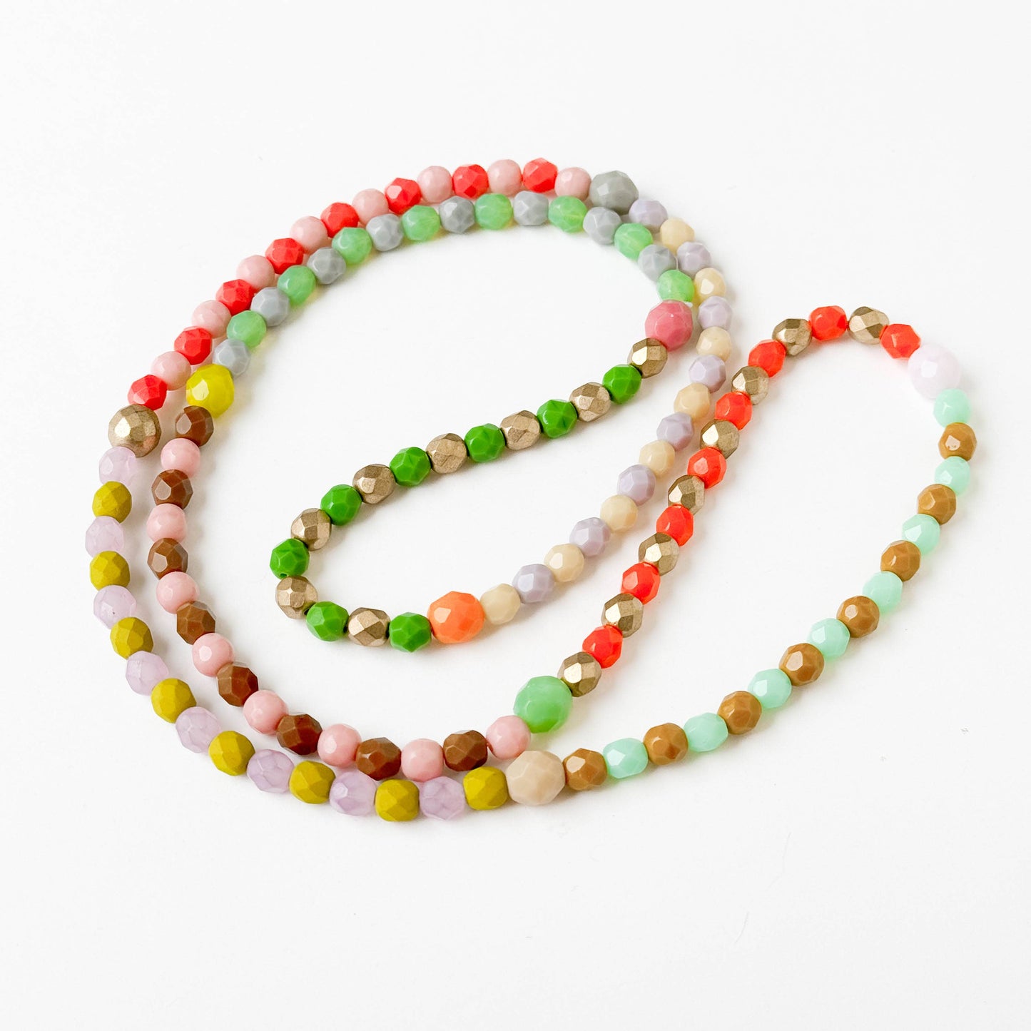 Long Pastel Glass Bead Necklace