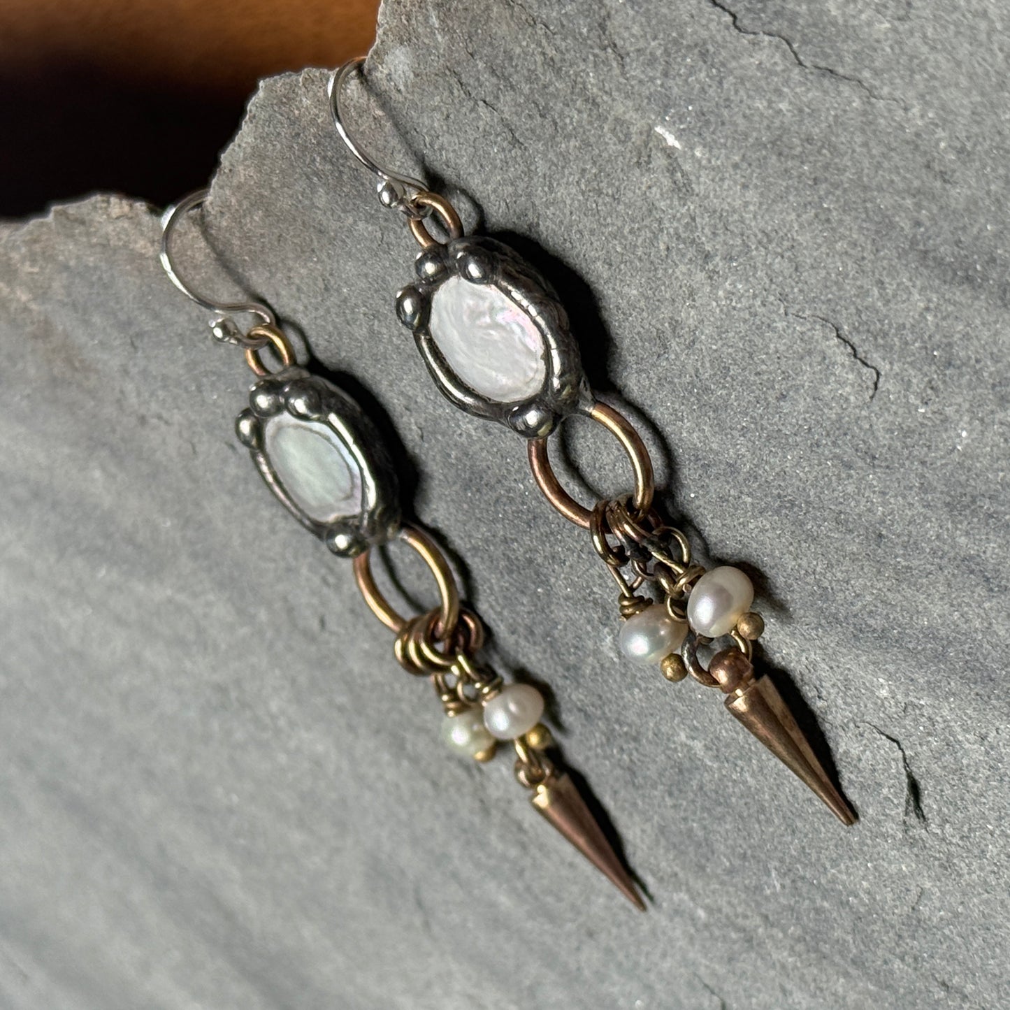 Pearls and Spikes Dangle Earrings