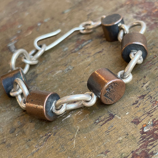 Sterling and Copper Plug Bracelet