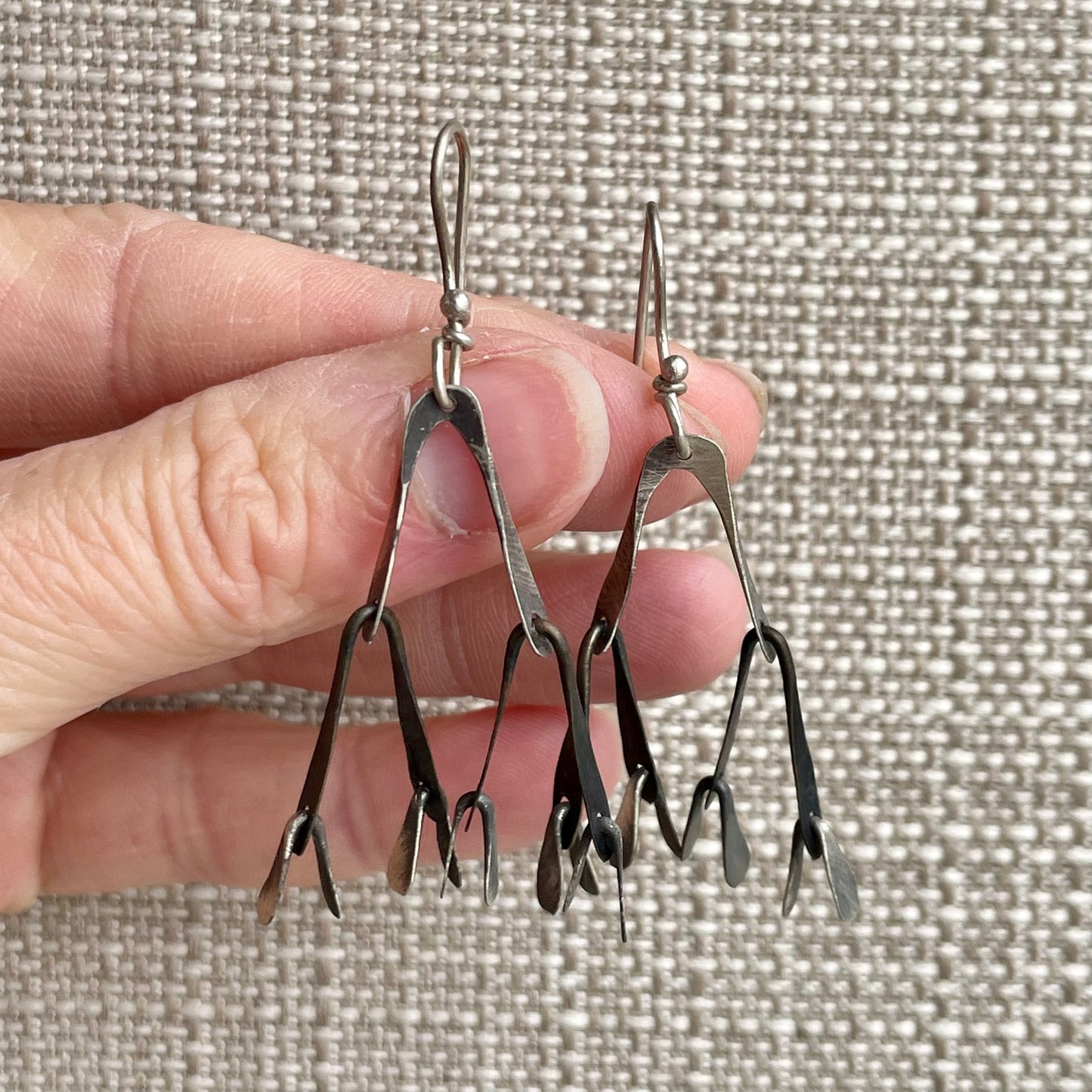 Mixed Metal Pyramid Chandelier Earring