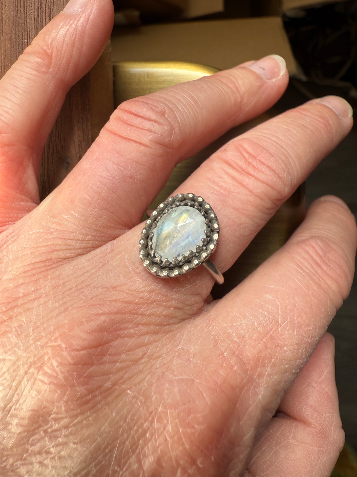 Rainbow Moonstone Ring