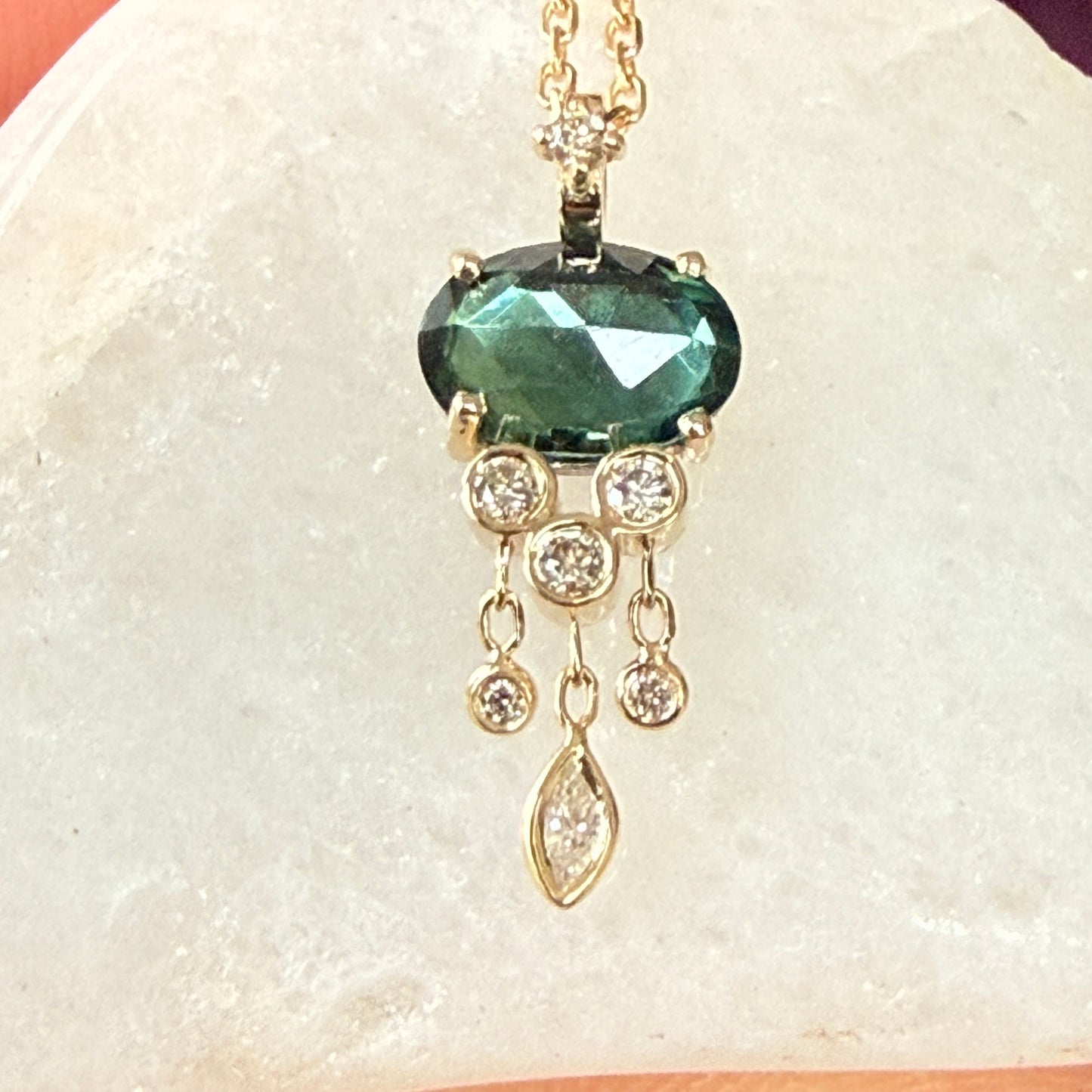 Tourmaline and Diamonds Jellyfish Necklace