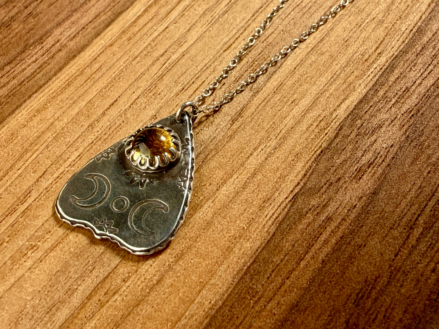 Sterling Planchette Pendant with Gemstone