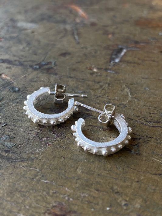 Small Bright Sterling Bumpy Hoops